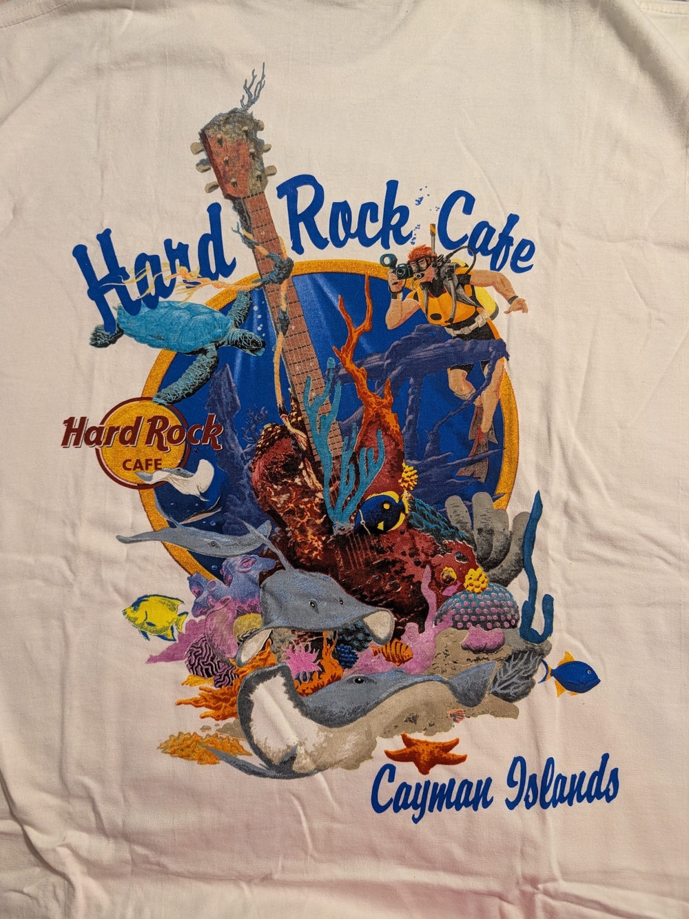 Hard Rock Cafe Cayman Islands White Graphic Tee